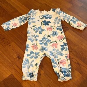 Burt's Bees Floral One-Piece Bodysuit - Blue & Pink